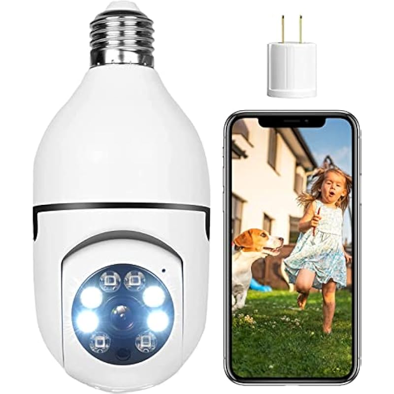 Camcamp Light Bulb Security Camera, HD 1080P Wireless WiFi Outdoor Security Camera with Smart Motion Detection, Two Way Audio, Color Night Vision, Remote Access