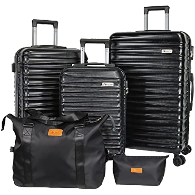 Luggage Set 3 Pieces (20/24/28) -Suitcase Set – Carry on Luggage with Wheels – Check-in Luggage – PC + ABS Durable Suitcase Rotating Silent Wheels (Hardside Luggage with Spinner Wheels, Black)…