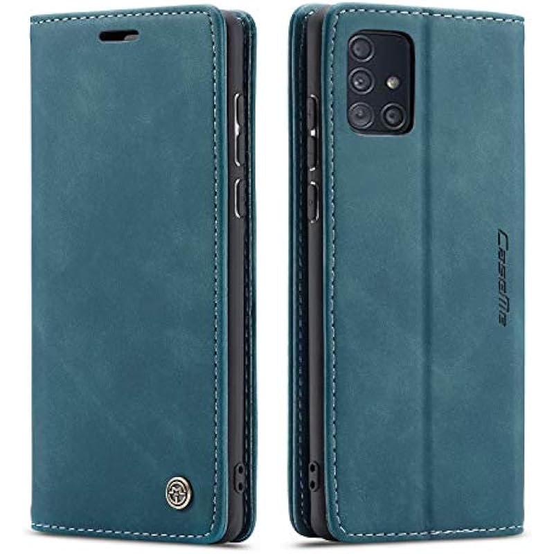 Galaxy A71 Case,Bpowe Leather Wallet Case Classic Design with Card Slot and Magnetic Closure Flip Fold Case for Samsung Galaxy A71 (Blue)