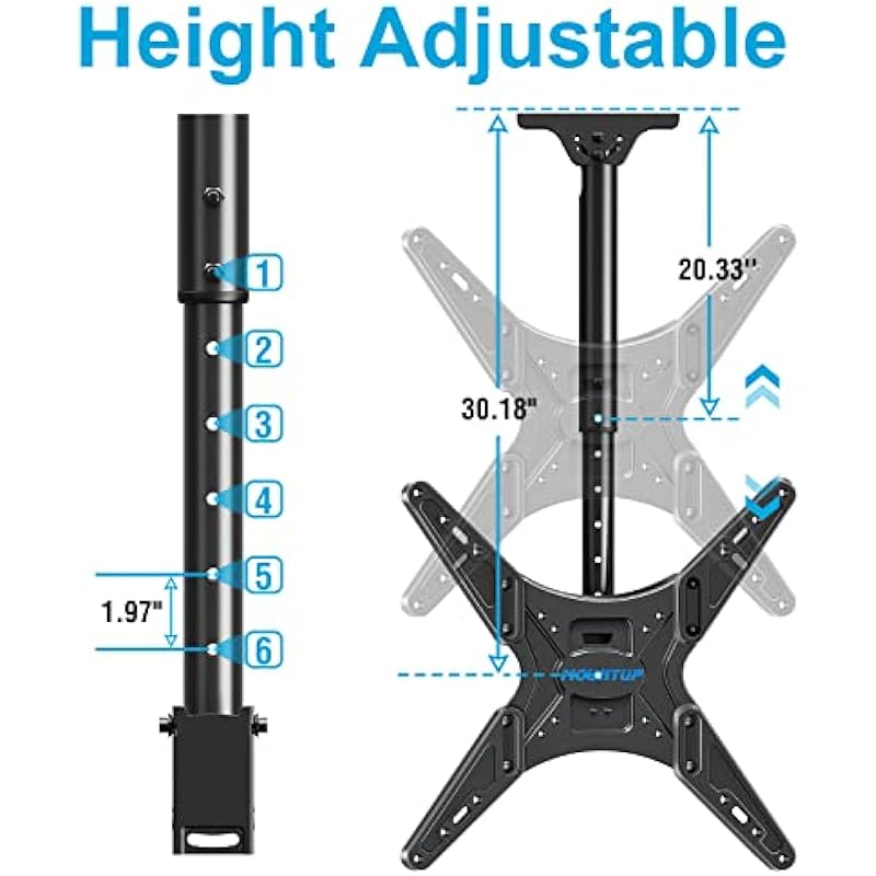 MOUNTUP Ceiling TV Mount for Most 24”-65” TVs, Hanging TV Ceiling Mount for 32 43 50 55 60 65 inch TVs, Full Motion Height Adjustable TV Mount Bracket, Holds up to 99lbs, Max VESA 400x400mm, MU0039