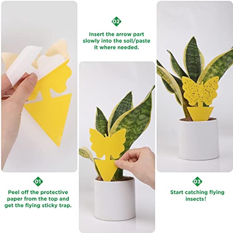 Sticky Traps 40 PCS, GeeRic Sticky Fruit Fly and Plant Gnat Bug Traps for Indoor/Outdoor Use, Dual-Sided Yellow Sticky Traps Insect Catcher for White Flies, Mosquitos, Fungus Gnats, Flying Insects