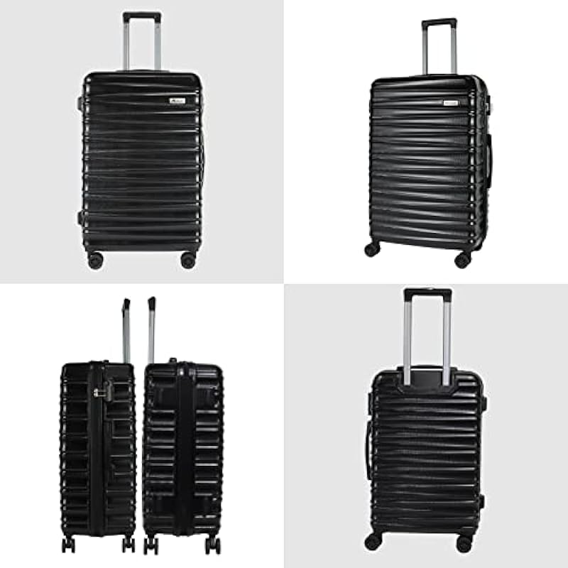 Luggage Set 3 Pieces (20/24/28) -Suitcase Set – Carry on Luggage with Wheels – Check-in Luggage – PC + ABS Durable Suitcase Rotating Silent Wheels (Hardside Luggage with Spinner Wheels, Black)…