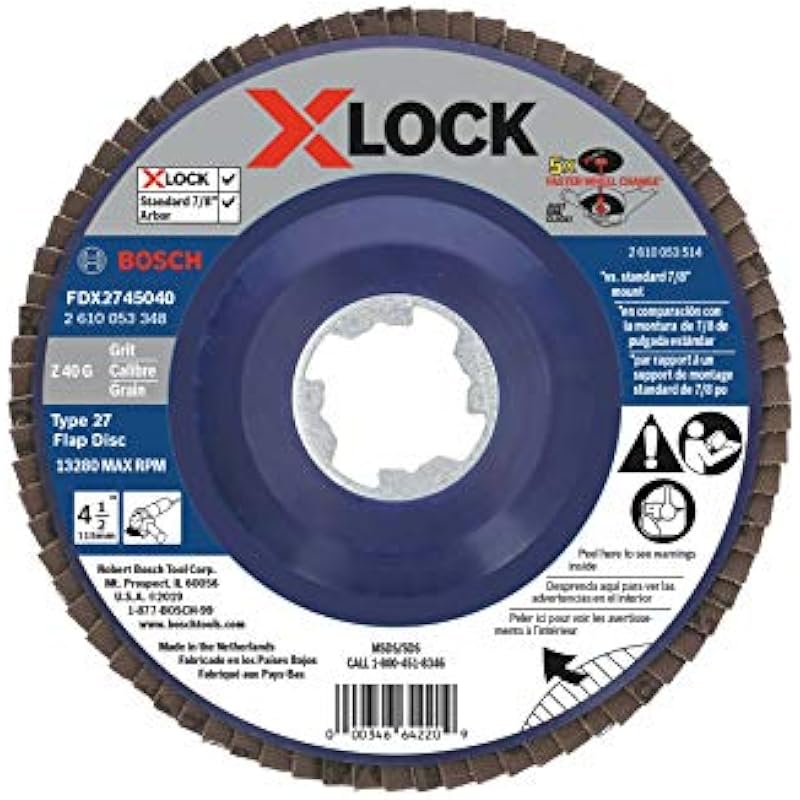 Bosch FDX2745040 4-1/2 in. X-Lock Arbor Type 27 40 Grit Flap Disc