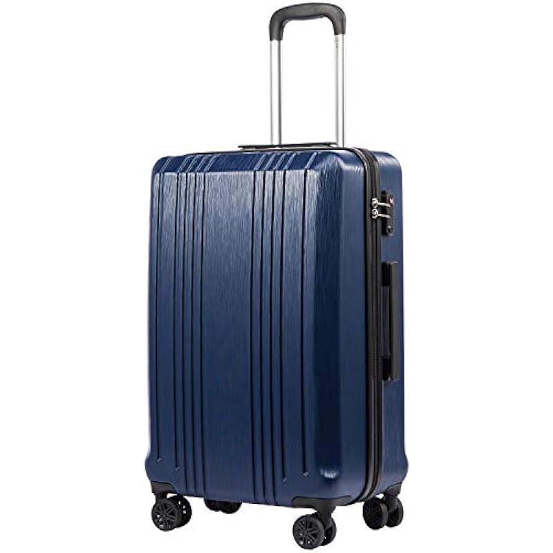 Coolife Luggage Expandable Suitcase PC+ABS with TSA Lock Spinner 20in24in28in (Navy, S(20in)_Carry on)