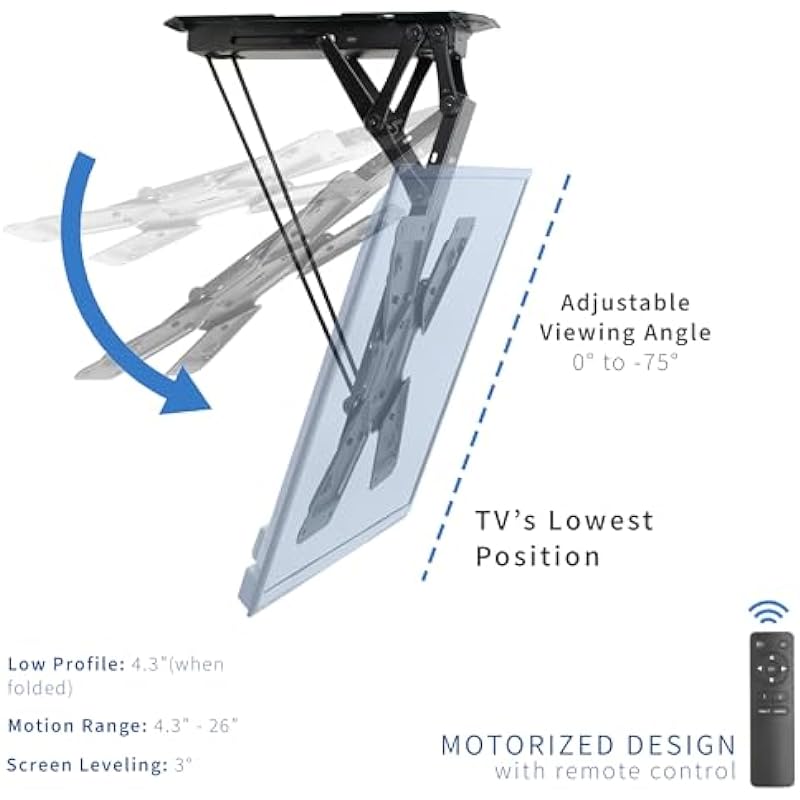 VIVO Electric Ceiling TV Mount for 23 to 55 inch Screens, Flip Down Motorized Pitched Roof VESA Mount, MOUNT-E-FD55