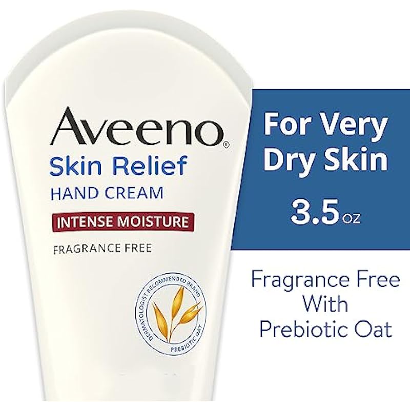 Aveeno Hand Cream, Intense Relief for Dry and Cracked Skin, Unscented Moisturizer, 97 mL (Packaging May Vary)