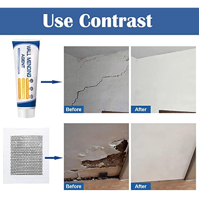 Drywall Repair Kit,100% Safe Wall Spackle Repair Paste with 2″ Drywall Patch,Sandpaper,Scraper for Quick Repair of Cracks, Graffiti, and Holes