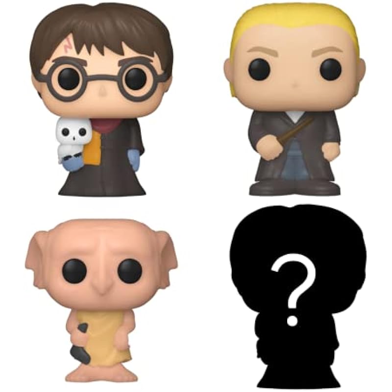 Funko Bitty Pop! Harry Potter Mini Collectible Toys 4-Pack – Harry Potter, Draco Malfoy, Dobby & Mystery Chase Figure (Styles May Vary)