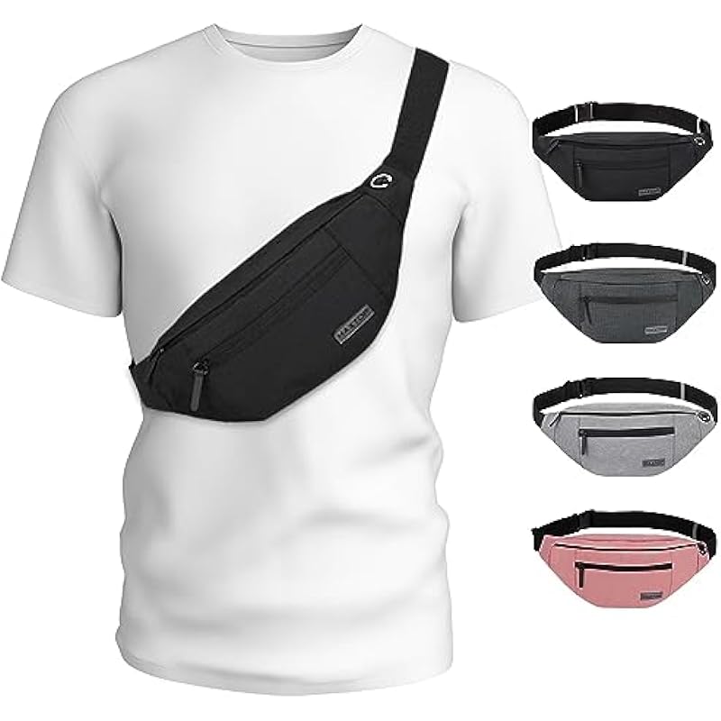 MAXTOP Large Crossbody Fanny Pack Belt Bag for Women Men with 4-Zipper Pockets Gifts for Enjoy Festival Sports Workout Traveling Running Casual Hands-Free Water-Resistant Waist Pack Carrying of Phones