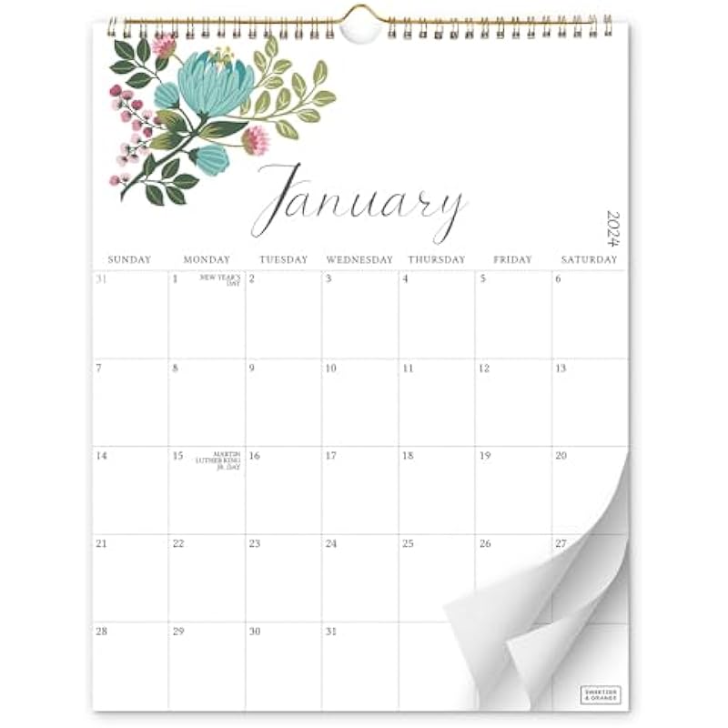 S&O Twelve Flowers 18 Month Wall Calendar 2024-2025 for Home – Tear-Off Monthly Calendar Jan 2024-Jun 2025 – Academic Wall Calendar 2024-2025 – Hanging Calendar to Track Appointments – 13.5″x10.5”in