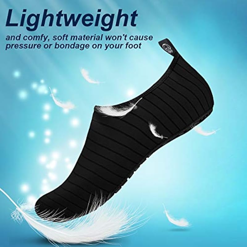 semai Water Shoes Quick-Dry Swimming Socks, Non-Slip Soft Beach Shoes Barefoot Water Sports Shoes Breathable Aqua Socks for Women Men Kids, Elastic Easy-fit Footwear for Beach Swimming Yoga Diving