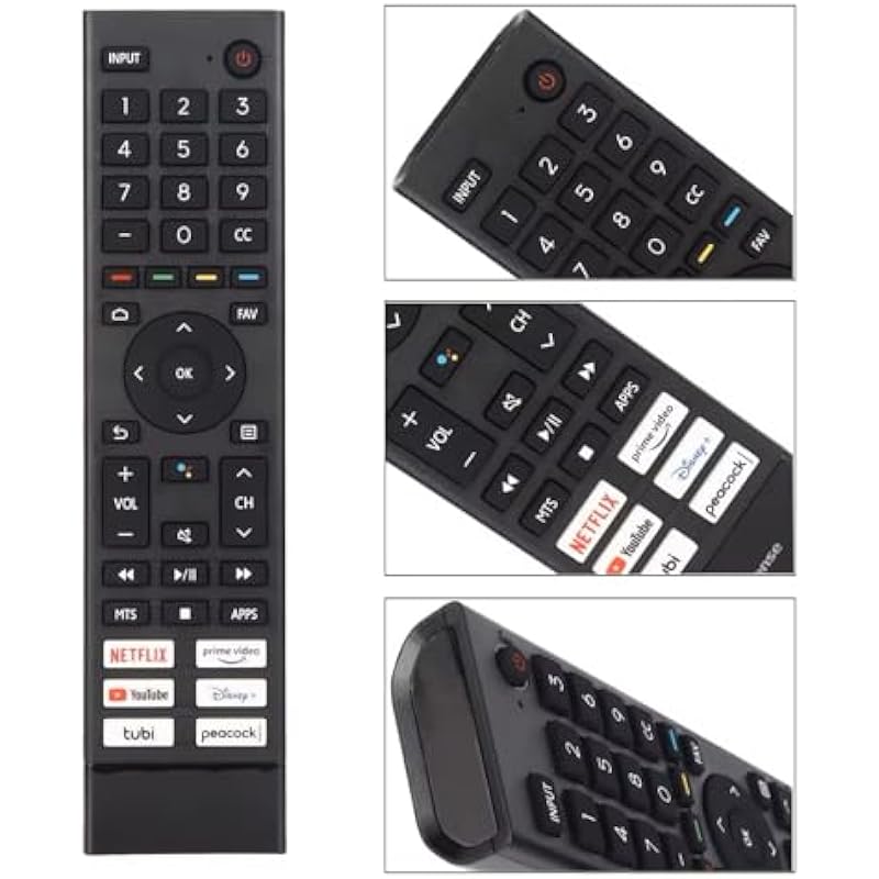 Upgraded ERF3J80H Replacement Smart TV Remote Fit for Hisense 4K UHD Android Smart TV 75A6G 70A6G 65A6G 60A6G 55A6G 50A6G 43A6G 55U68G 65U68G 55U6G 50U6G 65U6G 75U6G 50U68G 75U68