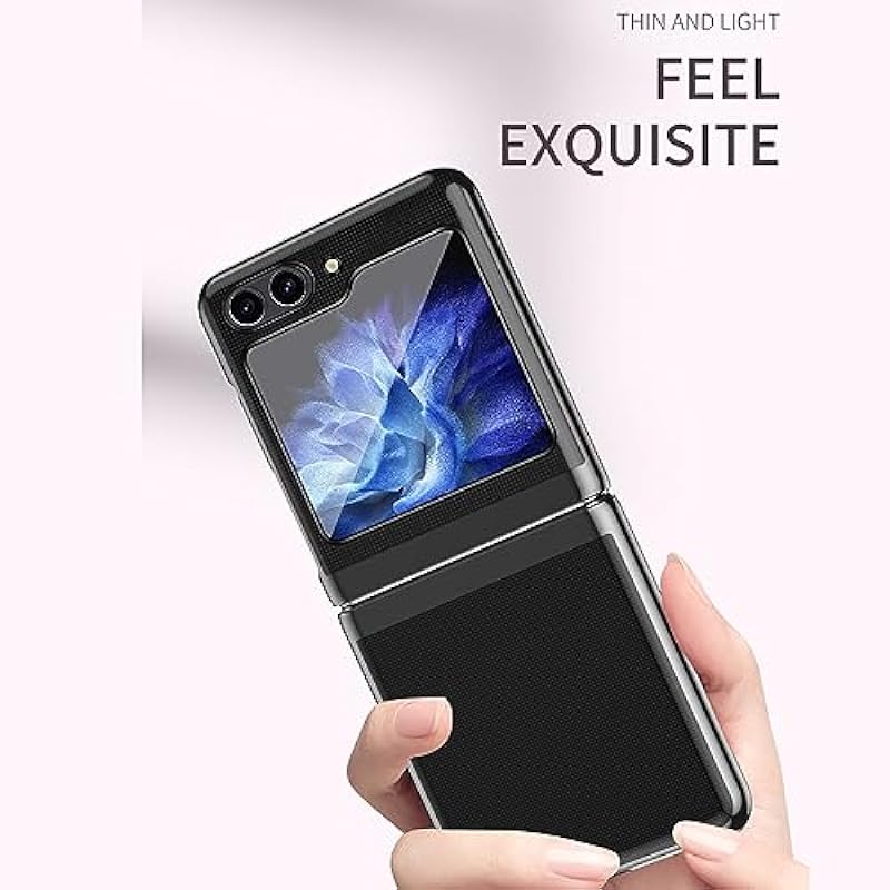 CCSmall Clear Case for Samsung Galaxy Z Flip5 5G, Luxury Plating Folding Sleeve Cover Slim Thin Hard PC Shockproof Protective Phone Cover Samsung Galaxy Z Flip 5 DD Black