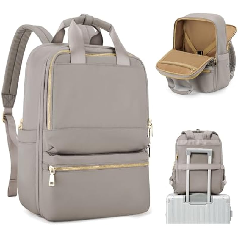 Cabin Bags for Travel, Carry on Travel Backpack for Women Airplane Approved Hand Luggage Backpack Water Resistant Personal Item Travel Bag Travel Essentials Work Laptop Backpack Khaki
