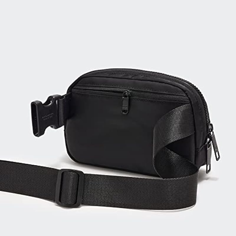 Pander Double Zipper Fanny Pack Nylon Everywhere Belt Bag, Fashion Waist Packs for Women with Adjustable Strap, 1L. (Black)