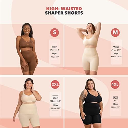 SHAPERMINT High Waisted Body Shaper Shorts – Shapewear for Women Tummy Control Small to Plus-Size