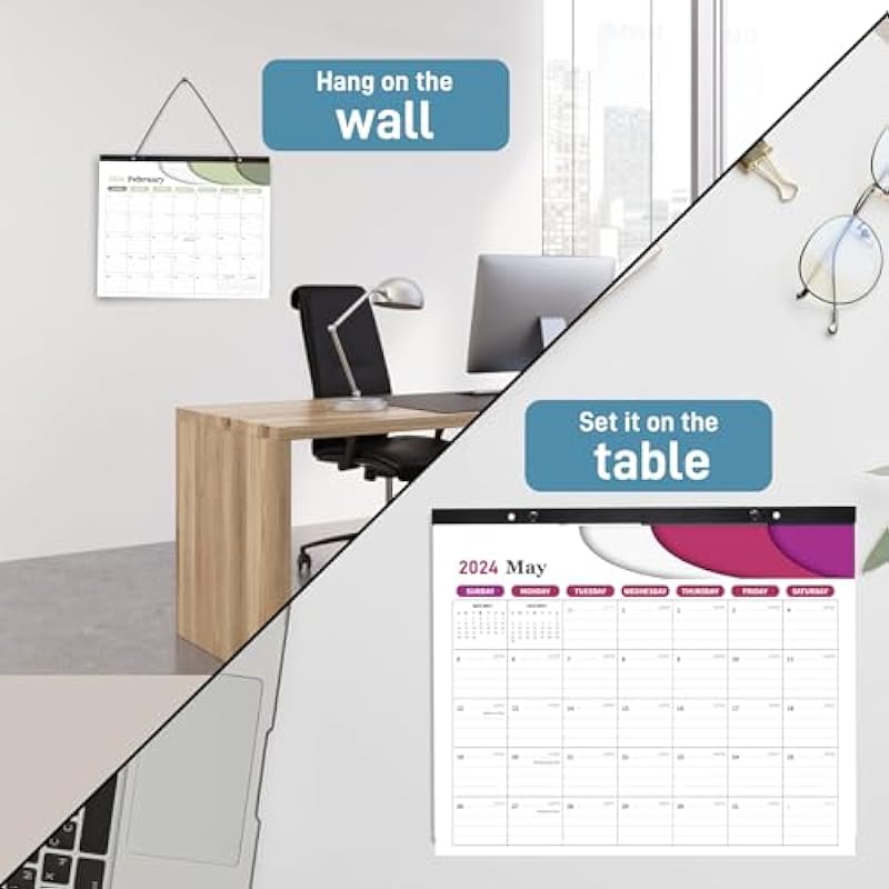 Desk Calendar 2024 – Wall Calendar 2024, Runs from Now to December 2024, large desk calendar 2023-2024 for School, Office & Home Planning and Organizing,15″x12″ In