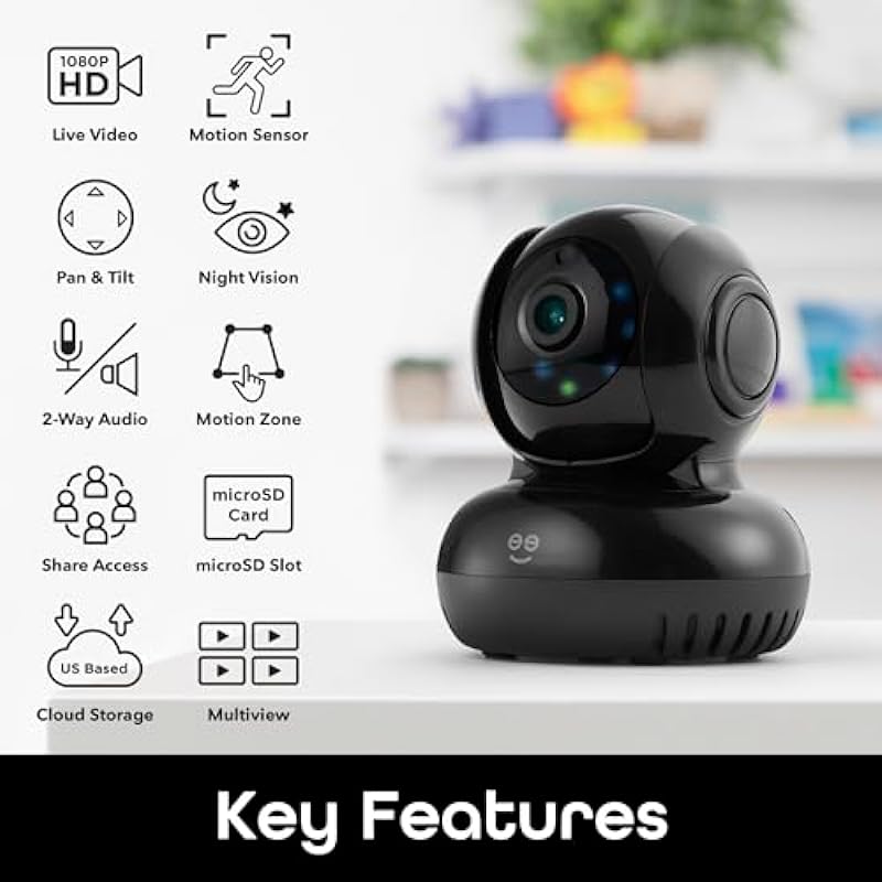 Geeni Sentinel 1080p Wireless Indoor Surveillance Camera with Auto Tracking Alerts, Motion Zones, Pan/Tilt/Zoom, 2-Way Talk, Night Vision, Works with Alexa and Google Home, (Black)