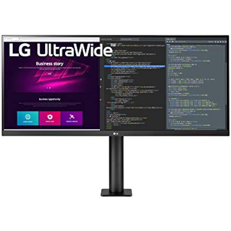 LG 34WN780-B UltraWide Monitor 34″ 21:9 QHD (3440 x 1440) IPS Display, HDR10, AMD FreeSync, 3-Side Virtually Borderless Design, Ergo Stand – Black