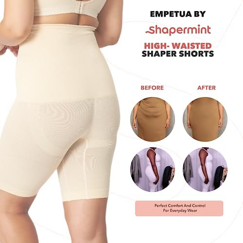 SHAPERMINT High Waisted Body Shaper Shorts – Shapewear for Women Tummy Control Small to Plus-Size