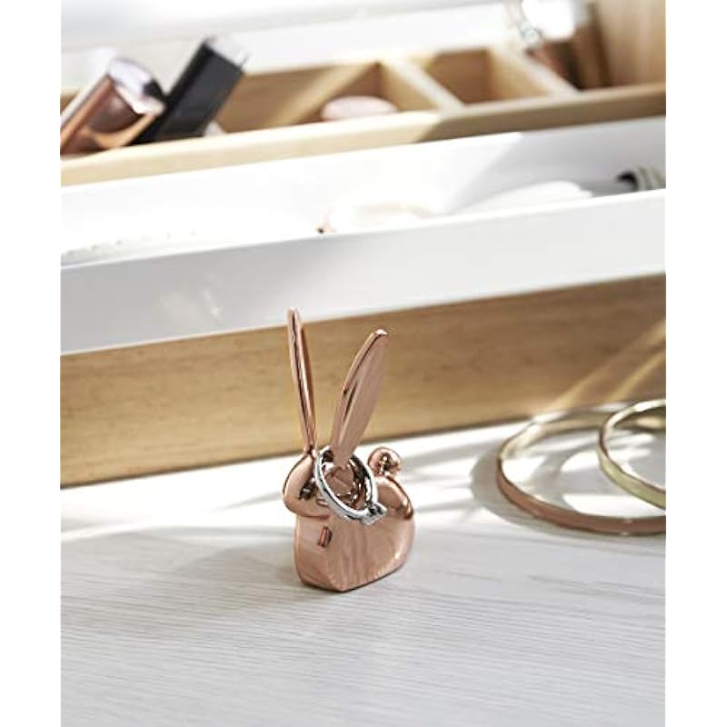 Umbra Anigram Bunny Ring Holder, Copper Plated Bunny Ring Holders for Jewelry/Ring Display, Copper