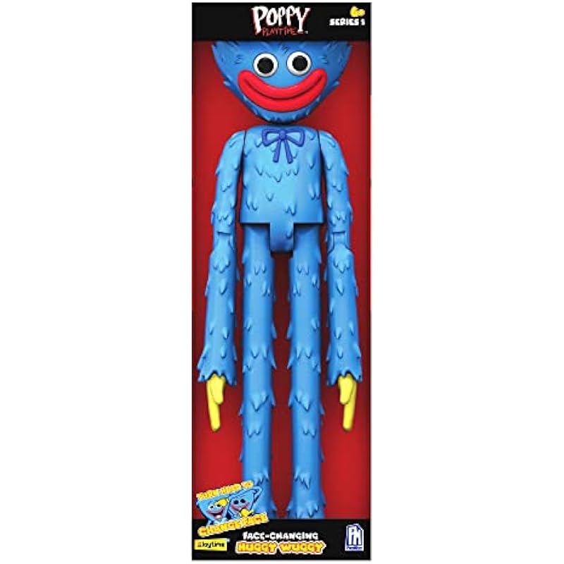 POPPY PLAYTIME – Huggy Wuggy Deluxe Face-Changing Action Figure (12″ Tall, Series 1) [Officially Licensed]