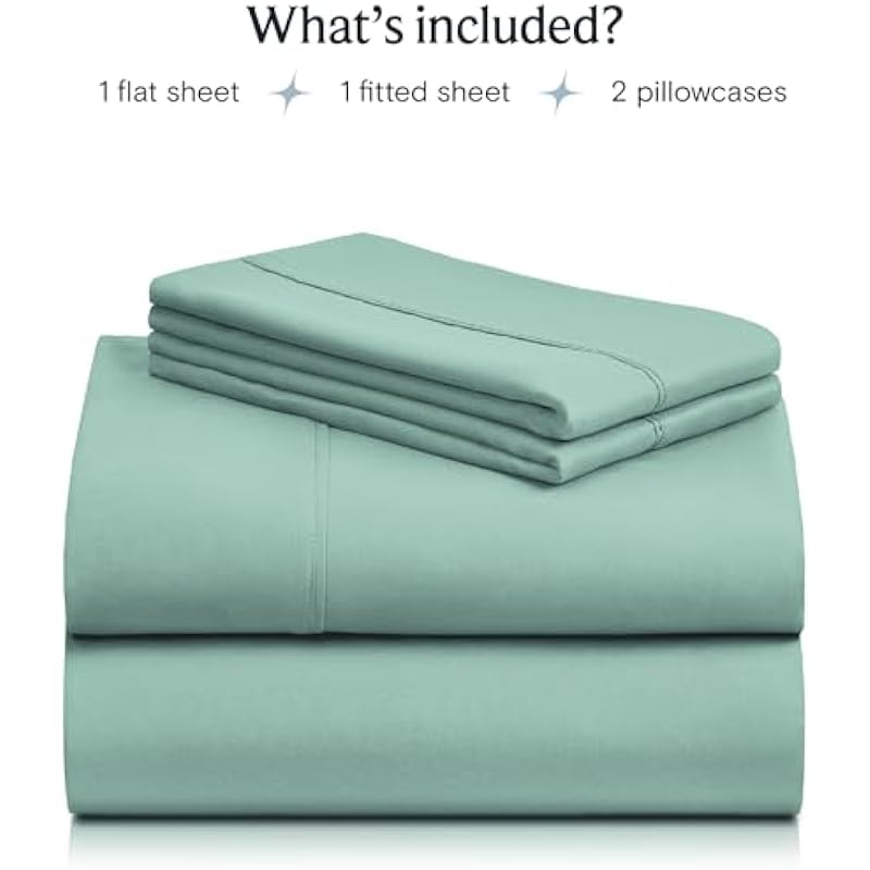 LuxClub Twin XL Sheets – Soft Kids Twin Bed Sheets for Boys and Girls, 4 PC Deep Pockets 18″ Eco Friendly Wrinkle Free Kids Fitted Sheets Machine Washable Hotel Bedding Silky Soft- Light Teal Twin XL