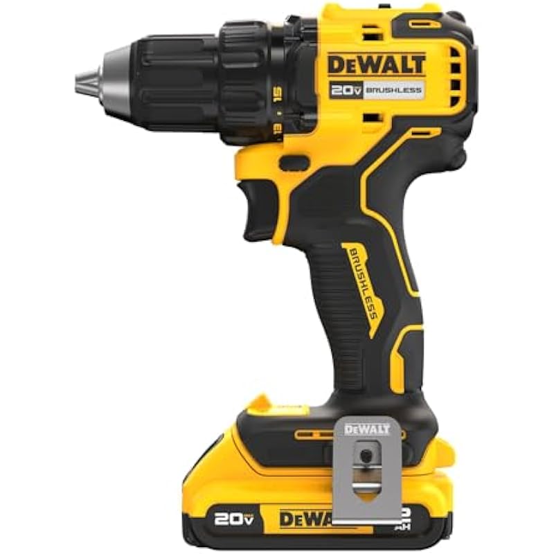 DEWALT 20V MAX Brushless 1/2 in. Cordless Compact Drill Driver Kit, Ratcheting Chuck, LED (DCD793D1)