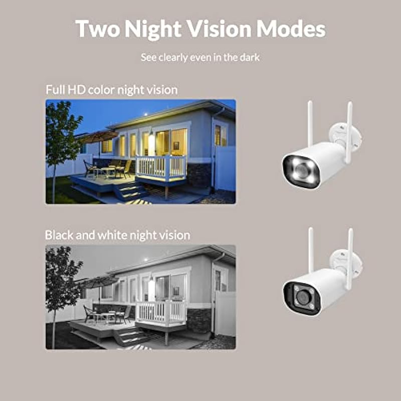 Netvue Security Camera Outdoor, Indoor Camera System for Home Security with Customized Alarm, Motion Detection, Color Night Vision, 2-Way Audio, Waterproof, Compatible with Alexa, White