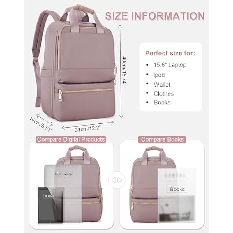 Cabin Bags for Travel, Carry on Travel Backpack for Women Airplane Approved Hand Luggage Backpack Water Resistant Personal Item Travel Bag Travel Essentials Work Laptop Backpack Pink Purple