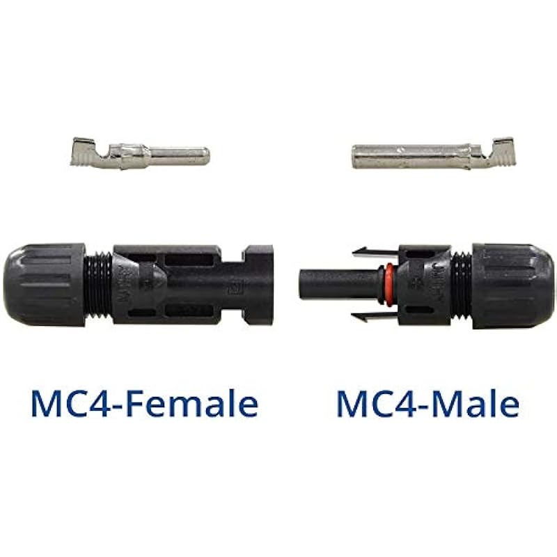 Mc4 Solar Connector 25 Pairs, Solar Cable Connectors MC4 Male/Female IP67 Solar Connector Double Seal Rings for Better Waterproof Effect