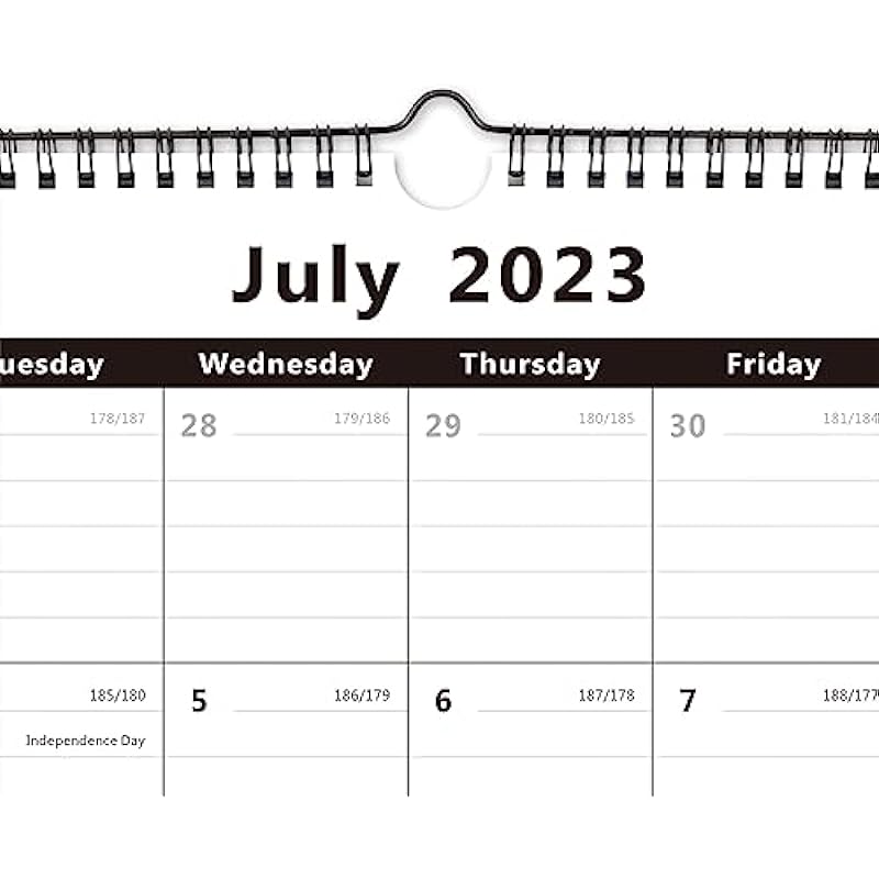 Nekmit 2023 Yearly Monthly Wall Calendar, Runs from Now Through Dec. 2023, 15 x 12 Inches, Wirebound, Black for Home School Plan, Study and Schedule