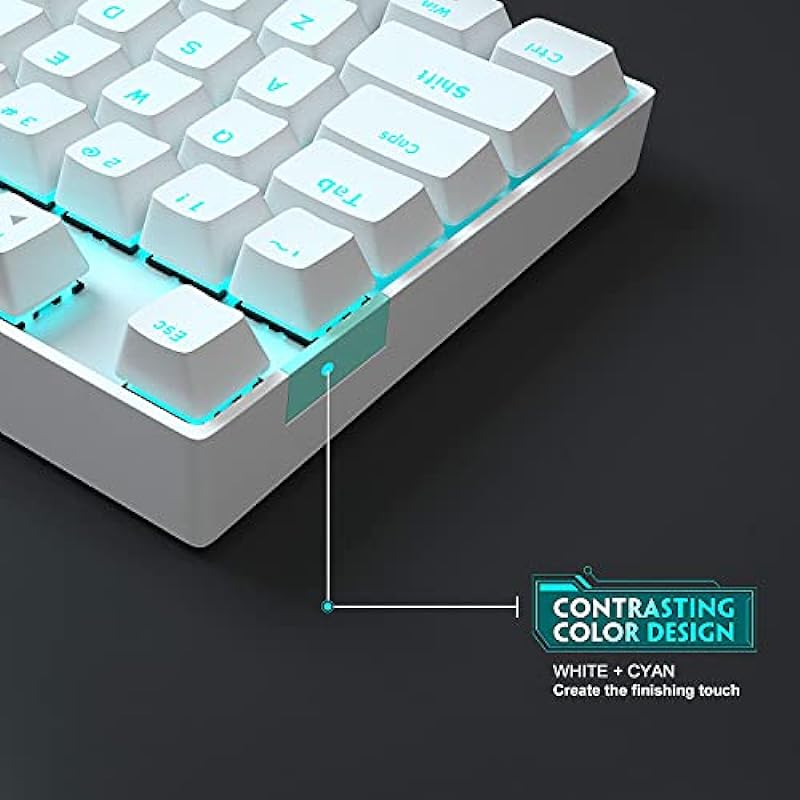 White Mechanical Gaming Keyboard, MageGee MK-Star LED Backlit Keyboard Compact 87 Keys TKL Wired Computer Keyboard with Blue Switches for Windows Laptop Gaming PC