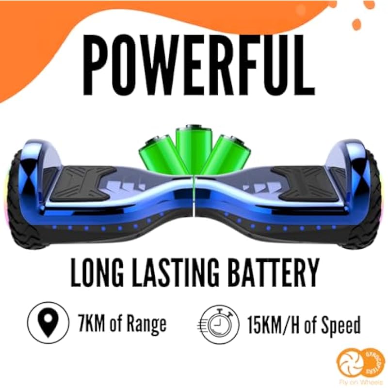 Gyrocopters PRO 6.0 All Terrain Hoverboard 6.5″ LED Wheels & Bright Lights, UL 2272 Safety Certified | Speed upto 15km, 250W Powerful Motor, Long Battery Life, No Fall Technology, Bluetooth Speaker