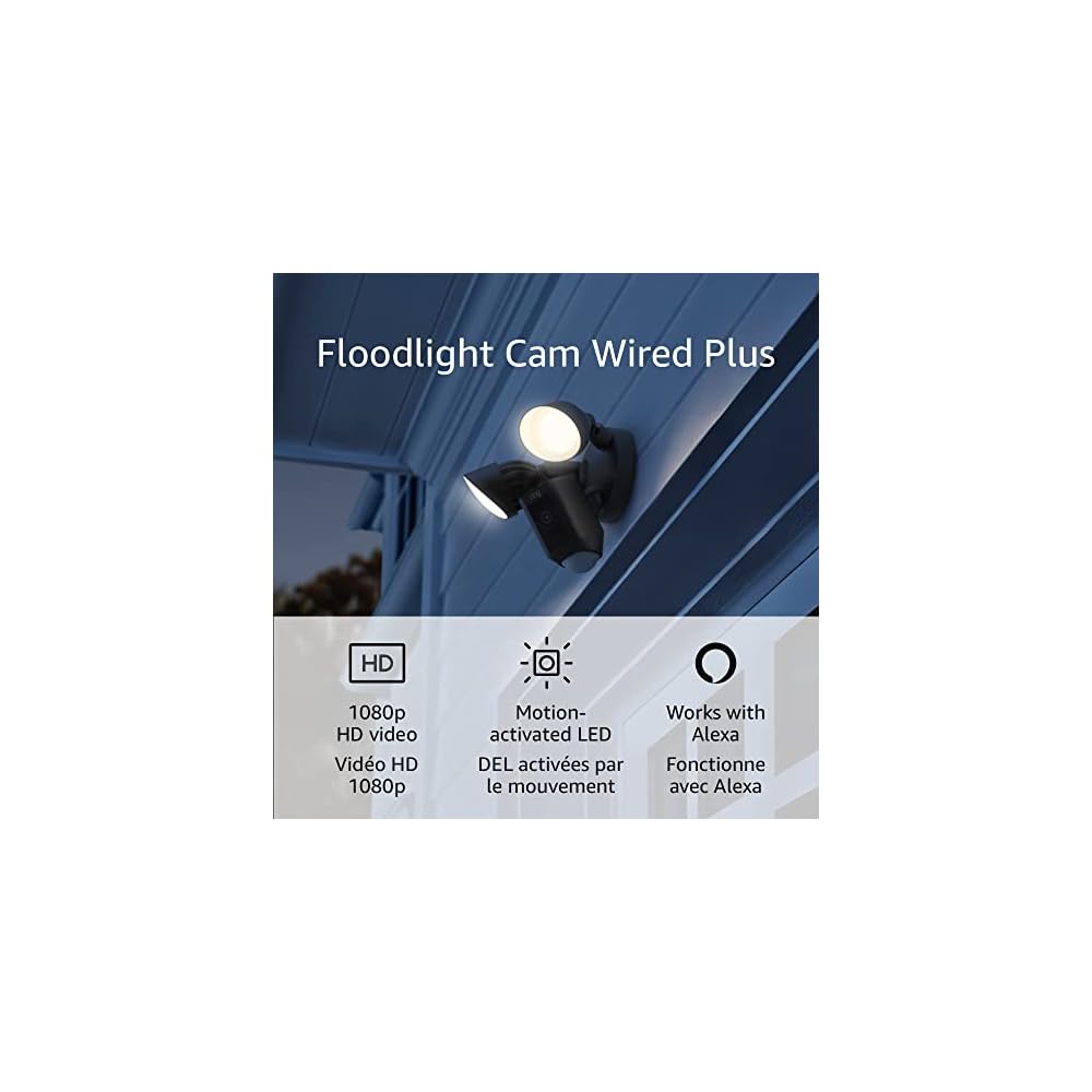 Ring Floodlight Cam Wired Plus with motion-activated 1080p HD video (2021 release) | 2-pack, Black