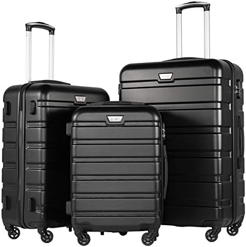 Coolife Luggage 3 Piece Set Suitcase Spinner Hardshell Lightweight TSA Lock 4 Piece Set