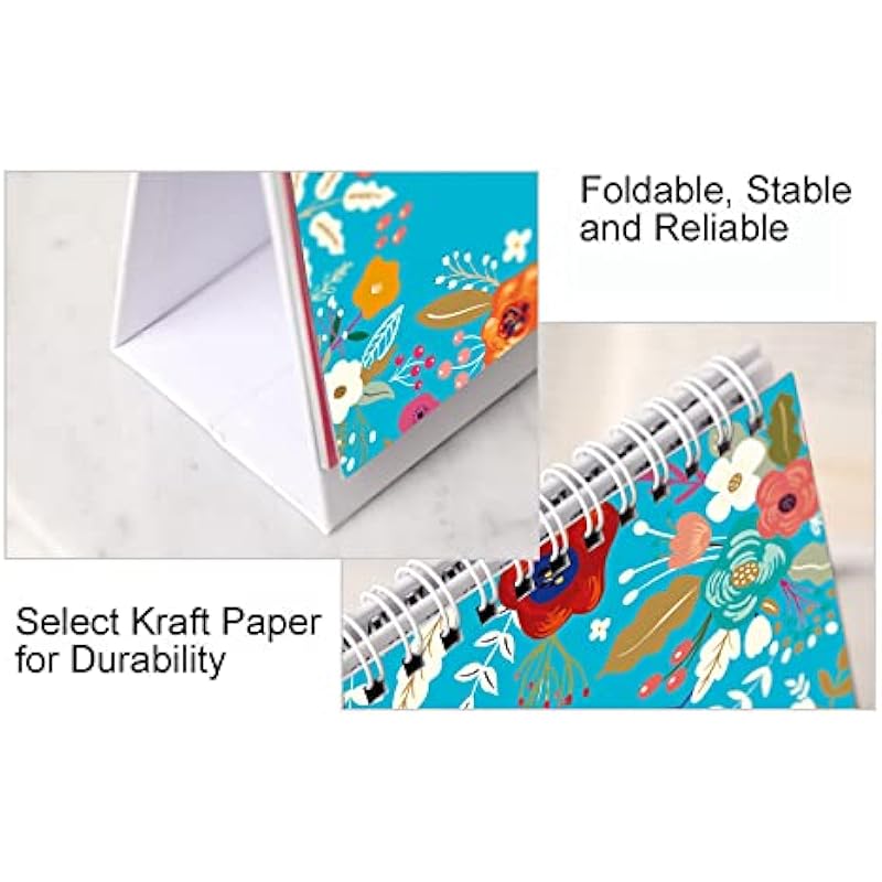 Desk Calendar 2024-2025, Creative Floral 8.66” x 7.05” Desktop Calendar Runs from Jan. 2024 until Jun. 2025, Monthly Table Calendar for Scheduling in Office, Home and School – Blue