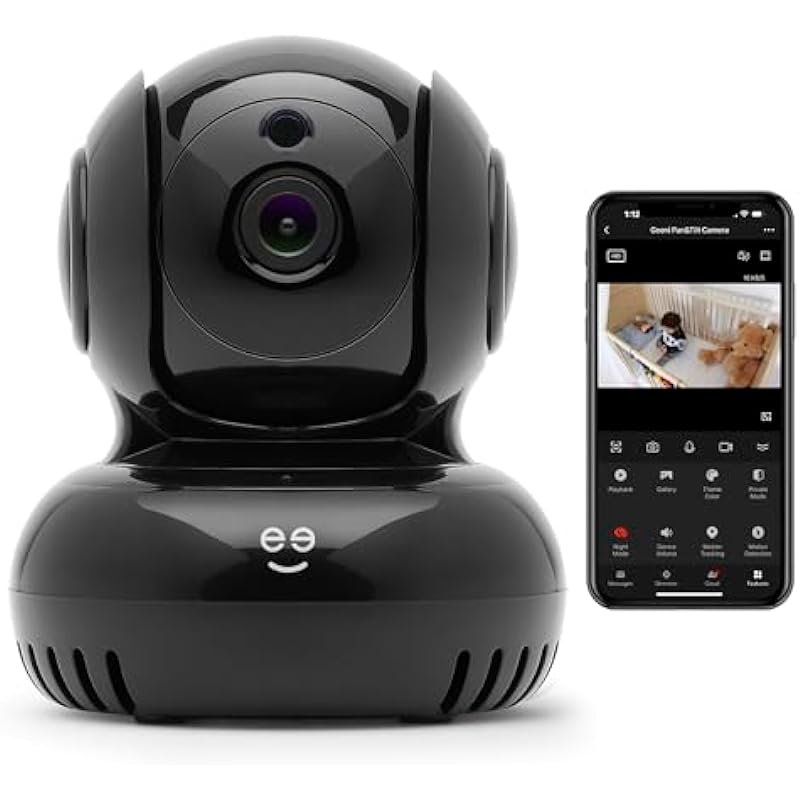 Geeni Sentinel 1080p Wireless Indoor Surveillance Camera with Auto Tracking Alerts, Motion Zones, Pan/Tilt/Zoom, 2-Way Talk, Night Vision, Works with Alexa and Google Home, (Black)