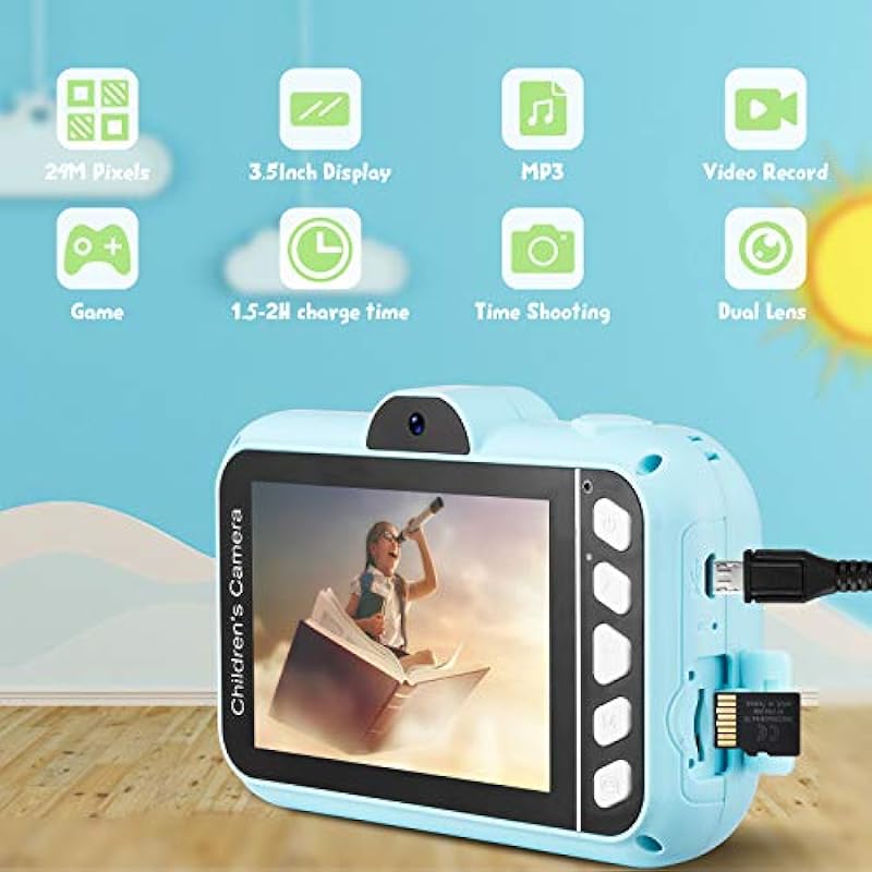 SUZIYO Kids Gifts for Boys Girls, Children Camera 1080P 3.5inch HD Digital Video Camcorder with Mp3 for Birthday Christmas, Best Perschool Toys for Toddlers (with 32G SD Card,Blue)