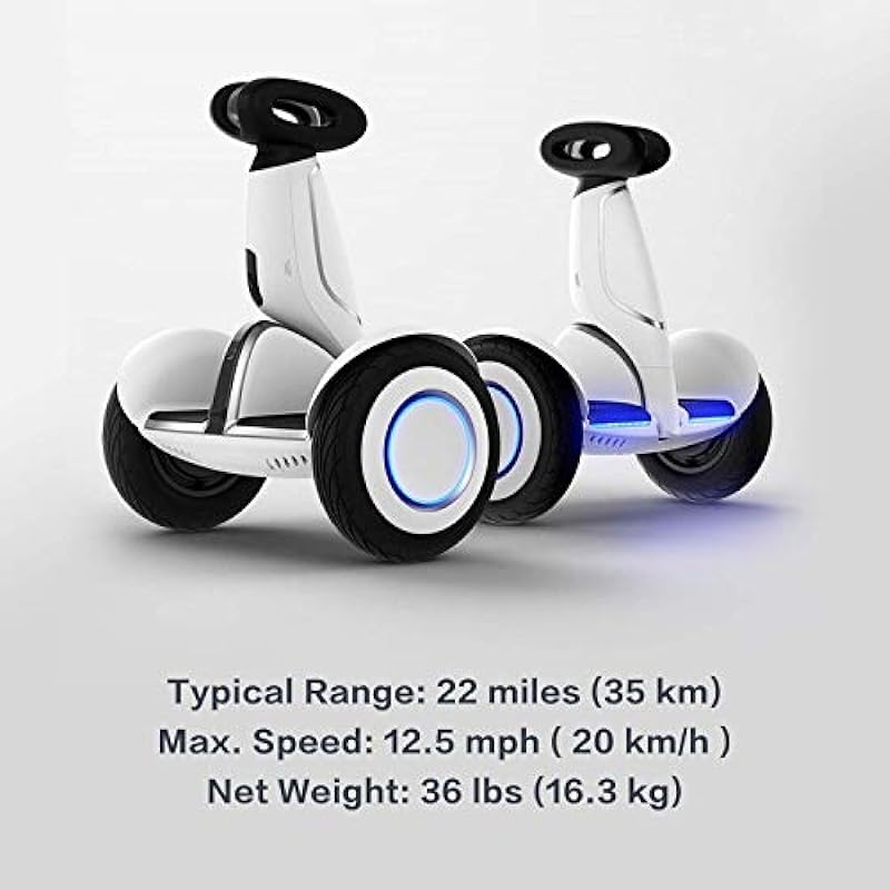 Segway Ninebot S-Plus Smart Self-Balancing Electric Scooter with Intelligent Lighting and Battery System, Remote Control and Auto-Following Mode, White