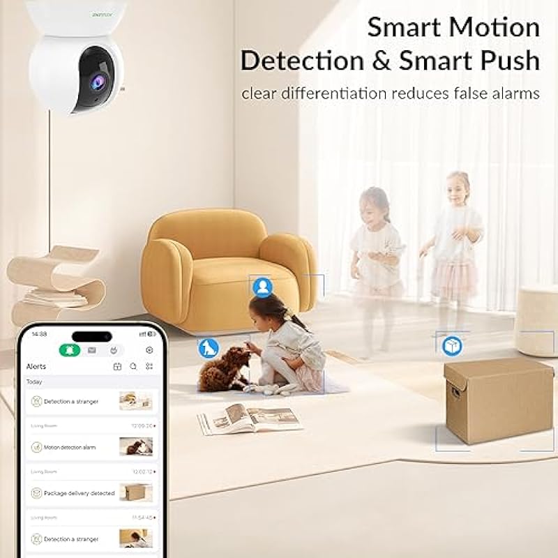 AccuLenz Pet Camera Indoor 5MP(2.5K), 360° Pan Tilt Camera for Home Security, 2.4GHz WiFi Camera for Baby Monitor with AI Human/Cry Detection, Night Vision, Two-Way Audio