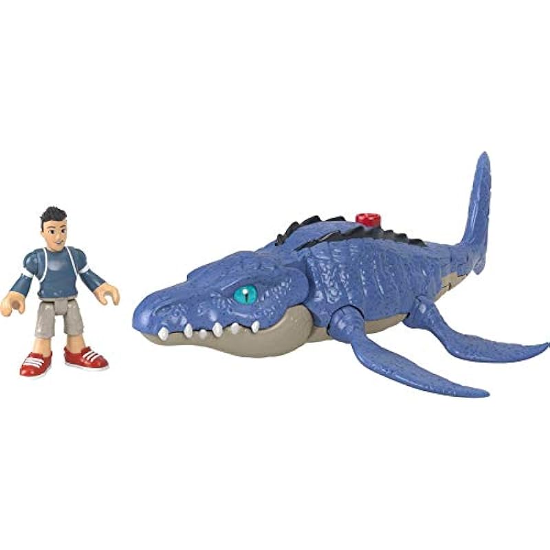 Fisher-Price Imaginext Jurassic World Camp Cretaceous Mosasaurus Dinosaur & Kenji Figure Set for Preschool Kids Ages 3-8 Years