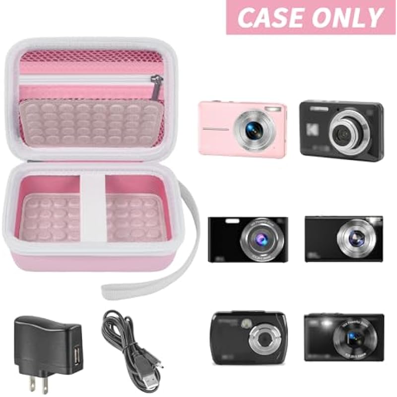 Boobowl Digital Camera Case Compatible with Yifecial/for EROOLU/for VAHOIALD/for Kaisoon/for Kodak Pixpro/for Canon PowerShot ELPH 180 190/ for Sony DSCW800 DSCW830 Kids Cameras (Pink)
