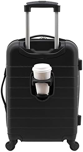 Wrangler Smart Luggage Set with Cup Holder and USB Port, Black, 20-Inch Carry-On, Smart Luggage Set with Cup Holder and USB Port