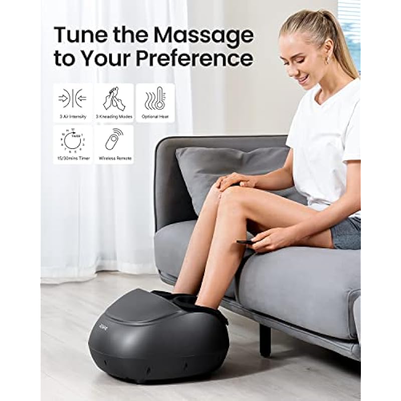 RENPHO Foot Massager Machine with Heat and Remote, Gifts for Men and Women, Deep Shiatsu Kneading Foot Massager for Planter Fasciitis, Fits Feet up to Men Size 12 Black