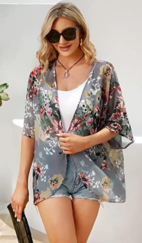 CHICALLURE Womens Summer Tops Kimono Cardigan Floral Beach Cover up Casual Jackets Shirts