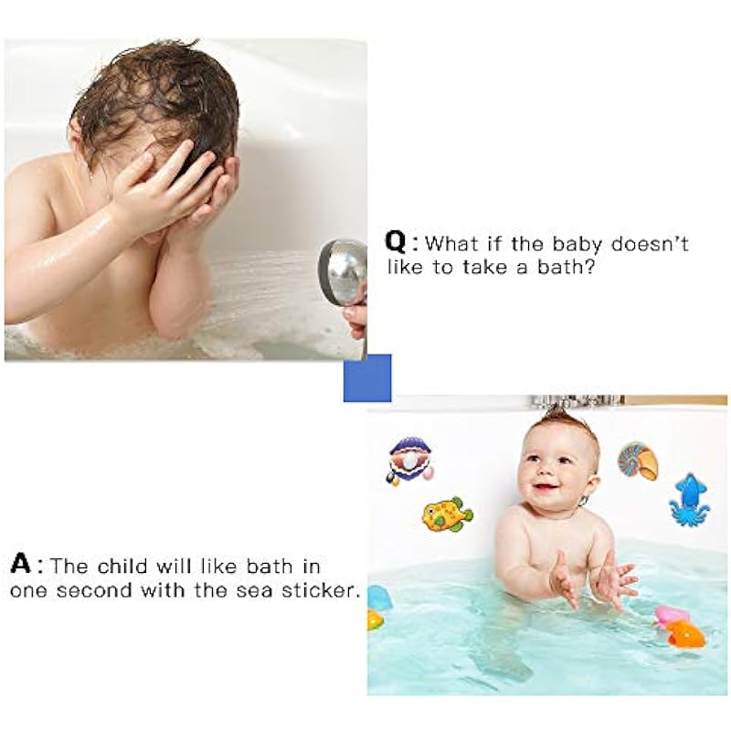 Secopad Non Slip Bathtub Stickers, 20 Large Sea Adhesive Kids Anti Slip Decal Threads for Shower and Bath Tub with Scraper, Each Design About 4.5″ x 3.5″