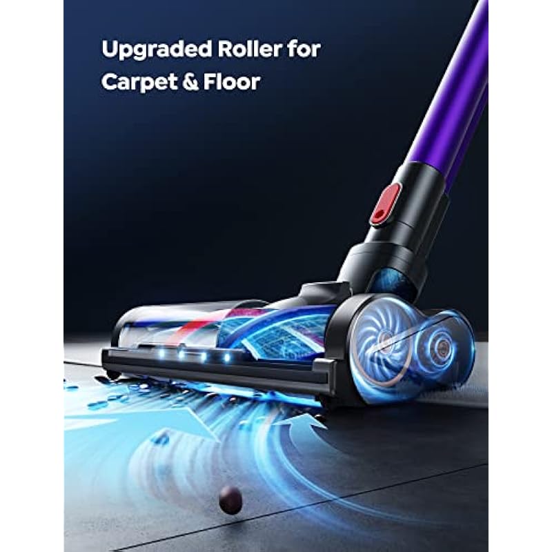 BuTure Cordless Vacuum Cleaner, 450W 38Kpa Powerful Stick Vacuum with 55min Detachable Battery, Vacuum Cleaners with Touch Display, Handheld Vacuums for Hardwood Floor Carpet Pet Hair