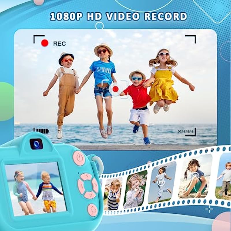 Kids Camera,YOODEE 1080P HD Selfies Kids Digital Camera with 32GB Card for 3-9 Years Old Boys Girls Children, Mini Camera Toy for Kids Christmas Birthday Gift