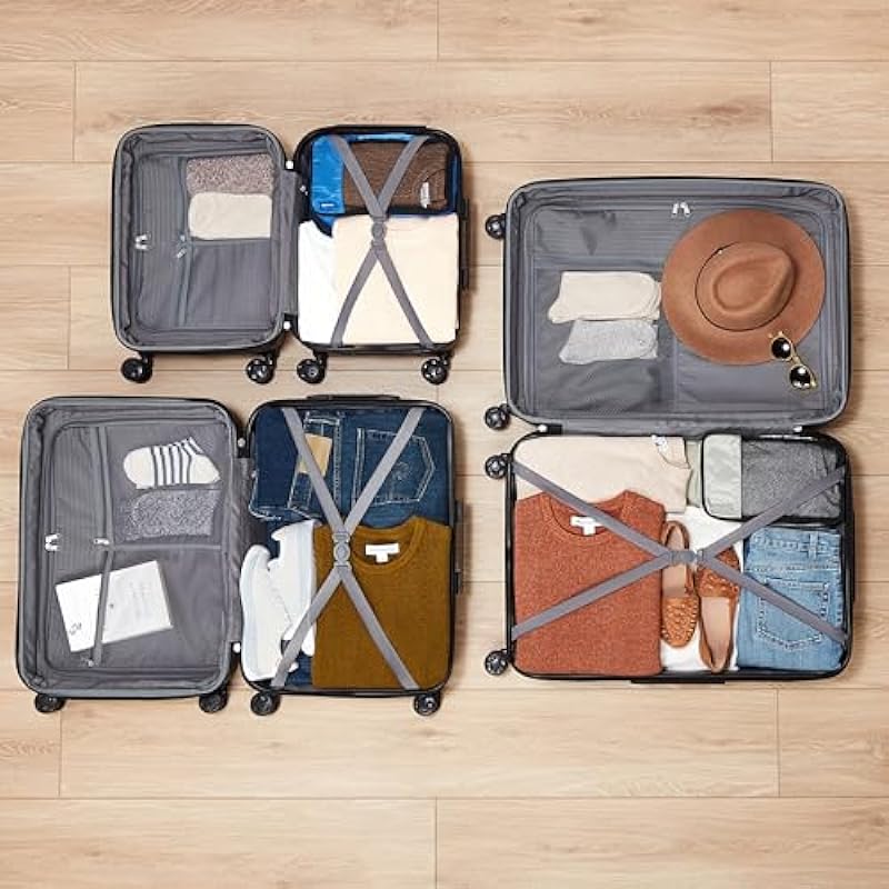 Amazon Basics 3 Piece Hardside Spinner Travel Luggage Suitcase Set – Blue